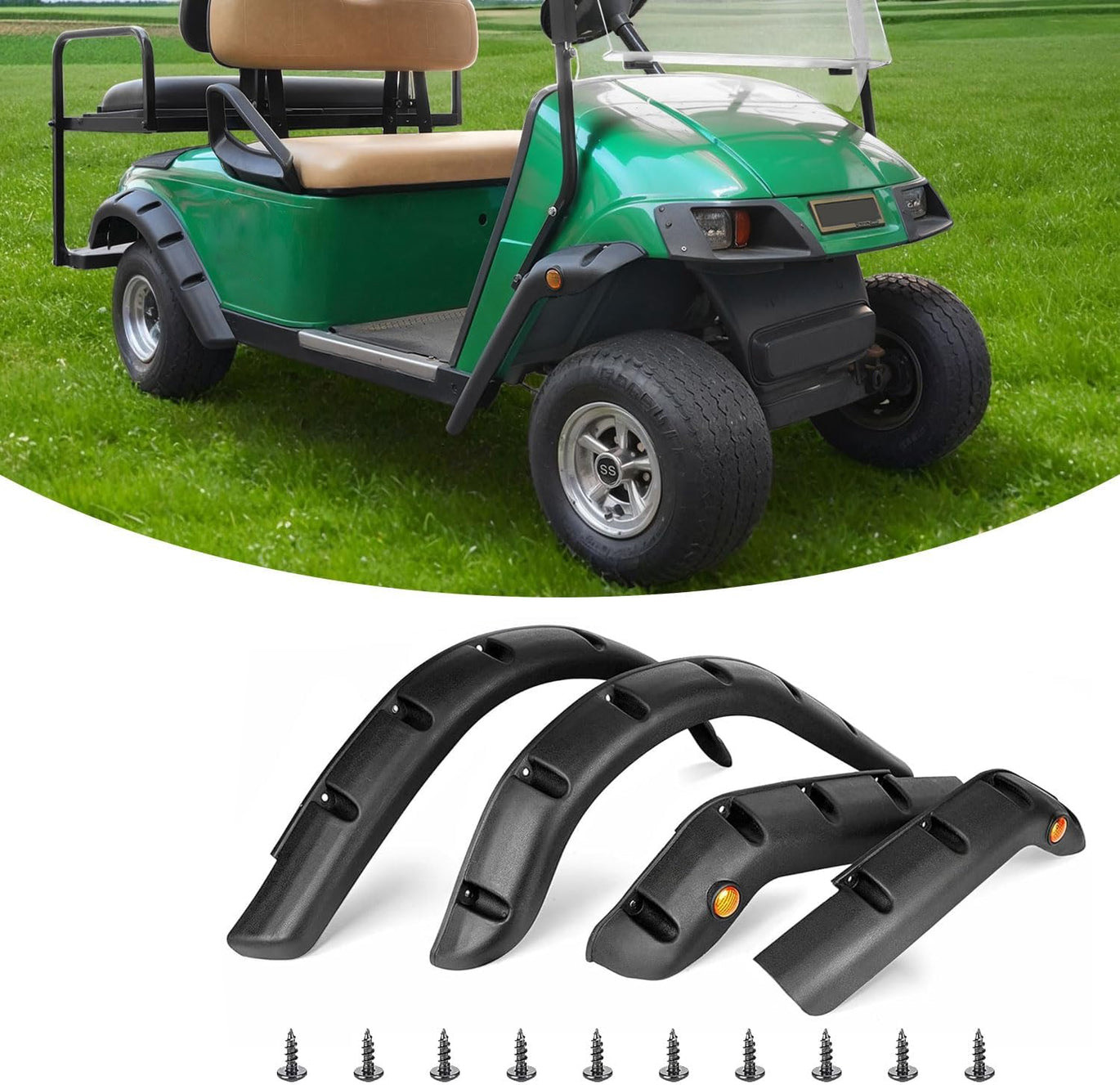 4PCS Golf Cart Fender Flares for Yamaha G29, EZGO TXT/RXV, Club Car DS/Precedent