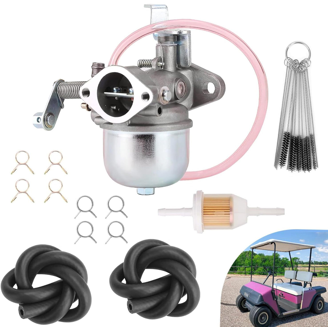 Carburetor Kit for EZGO Marathon 2-Stroke Gas 1980-1987, Replace OEM 18342-G1 20