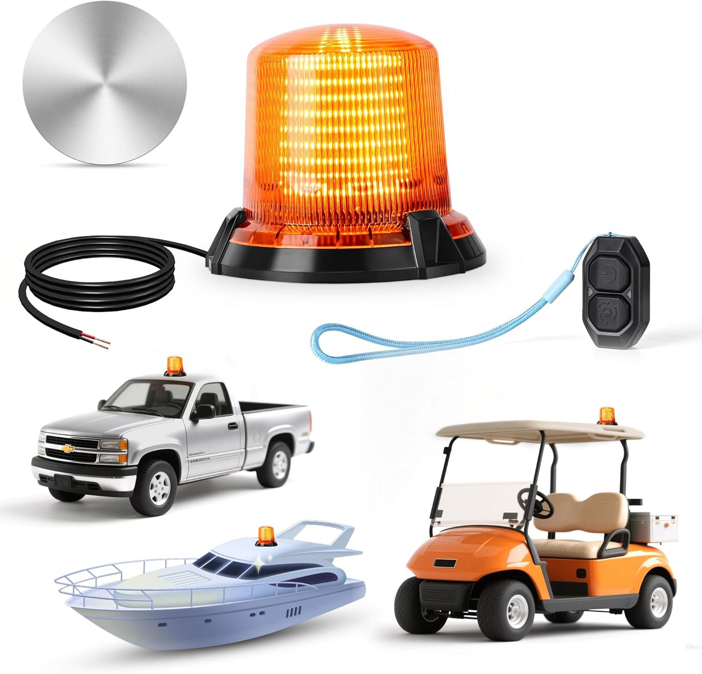 Golf Cart Flashing Safety Warning Light - 12-80V Wide Voltage Strobe Light with 
