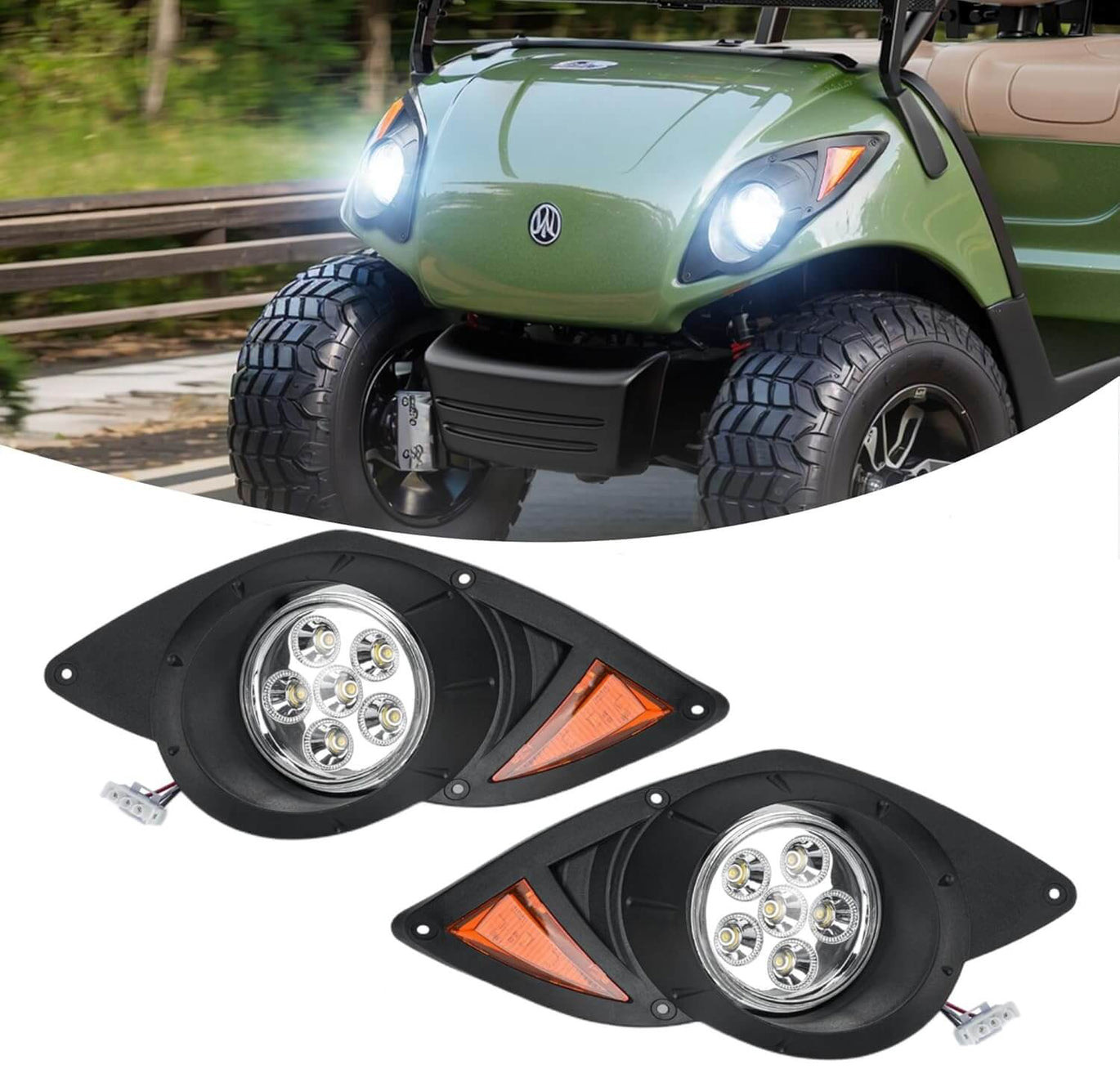 Golf Cart Headlight Kit for Yamaha G29 Drive 2007-2023 | Gas & Electric Models, 
