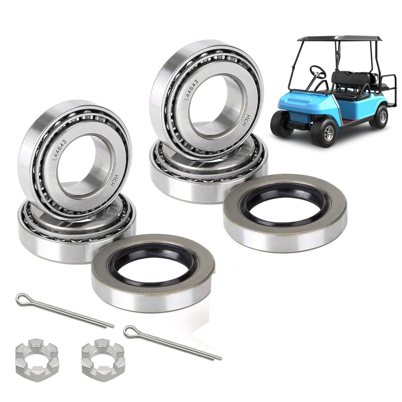 Golf Cart Front Axle Hub Bearing and Oil Seal Kit for EZGO T