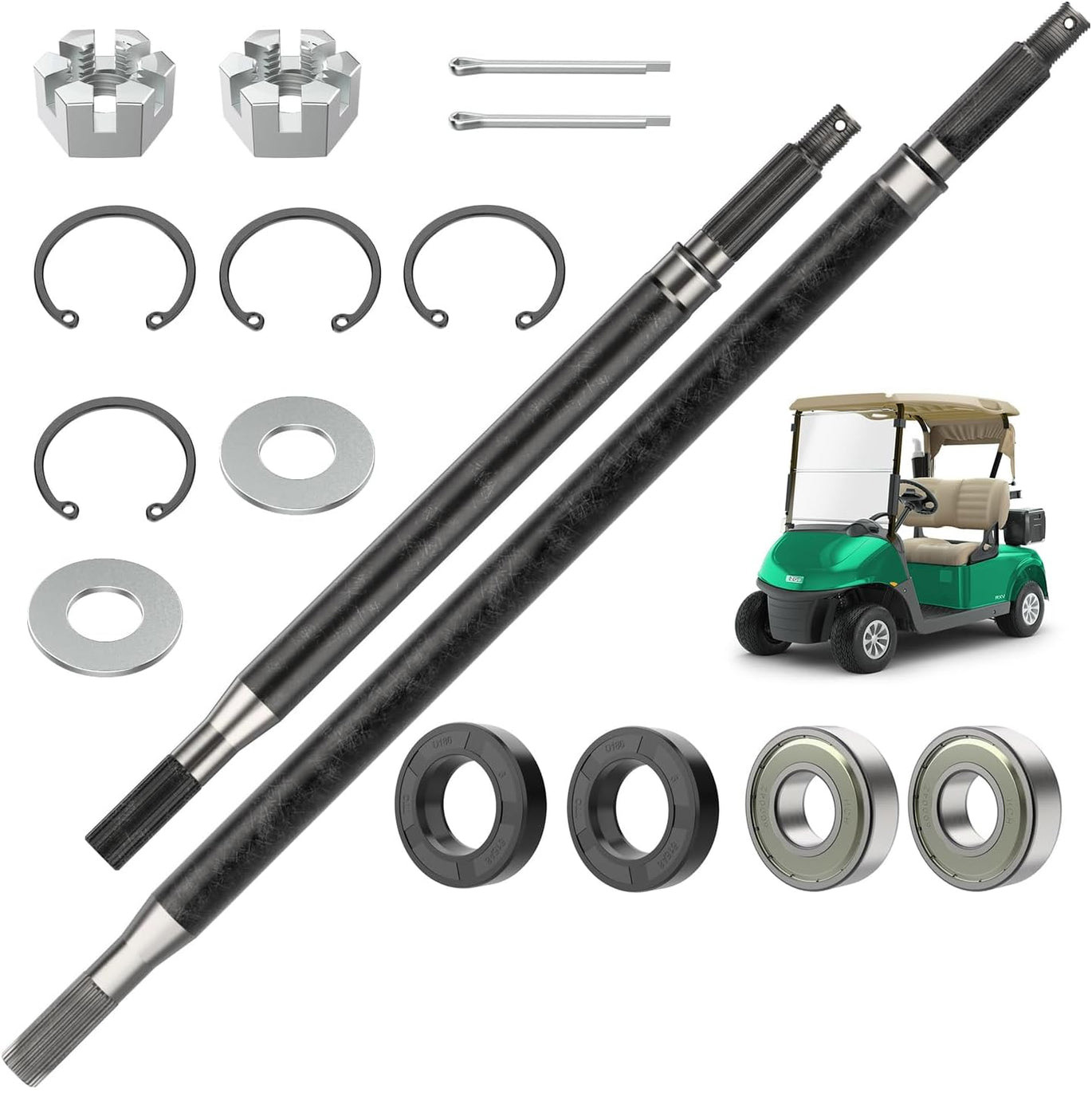 Golf Cart Rear Spline Axle Shaft with Bearing Seal Kit for E