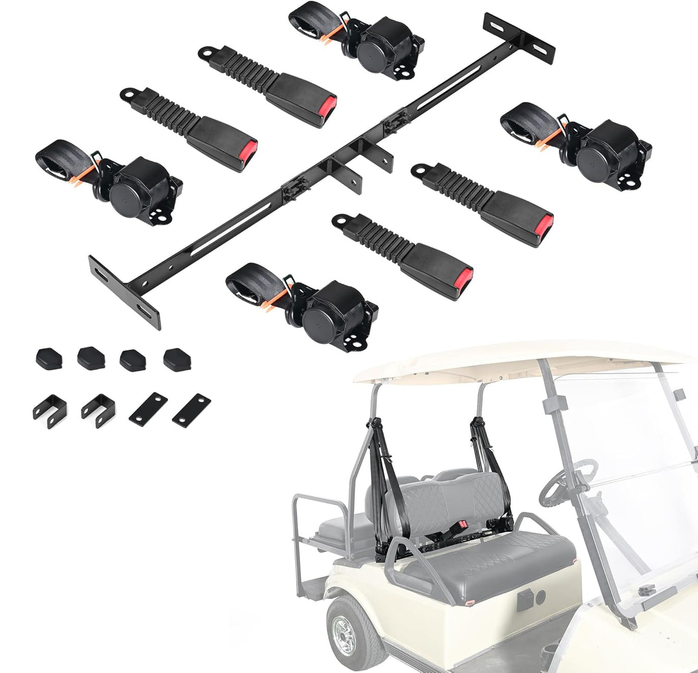 3 Point Golf Cart Seat Belt Bracket Kit for EZGO TXT, Club C