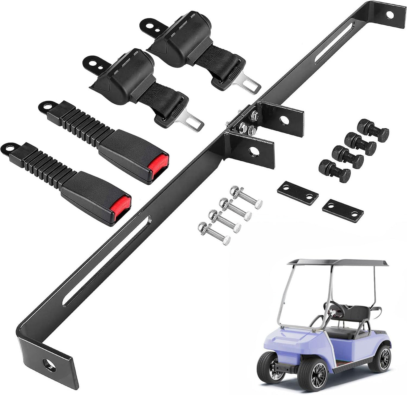 Universal 2 Passenger Golf Cart Seat Belt Bracket Kit for Ya