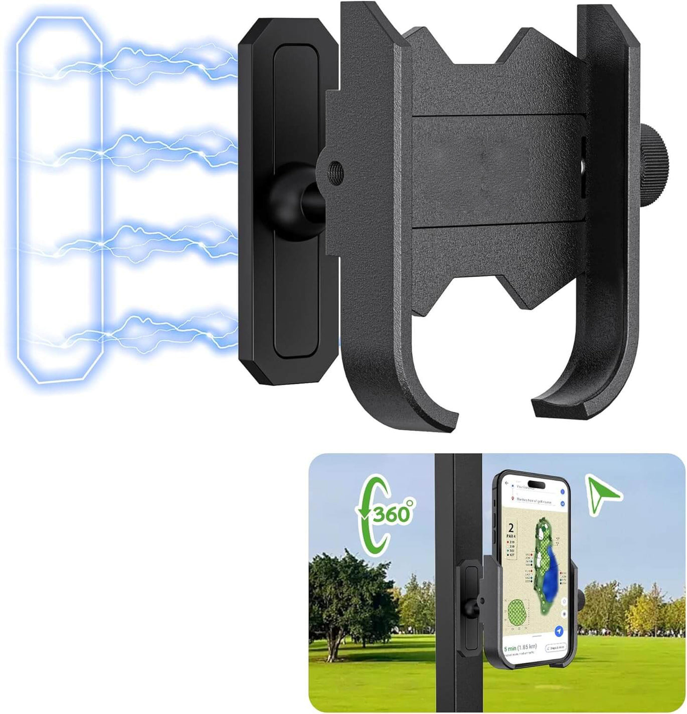 Magnetic Golf Cart Phone Holder - Upgraded Aluminum Alloy Mo