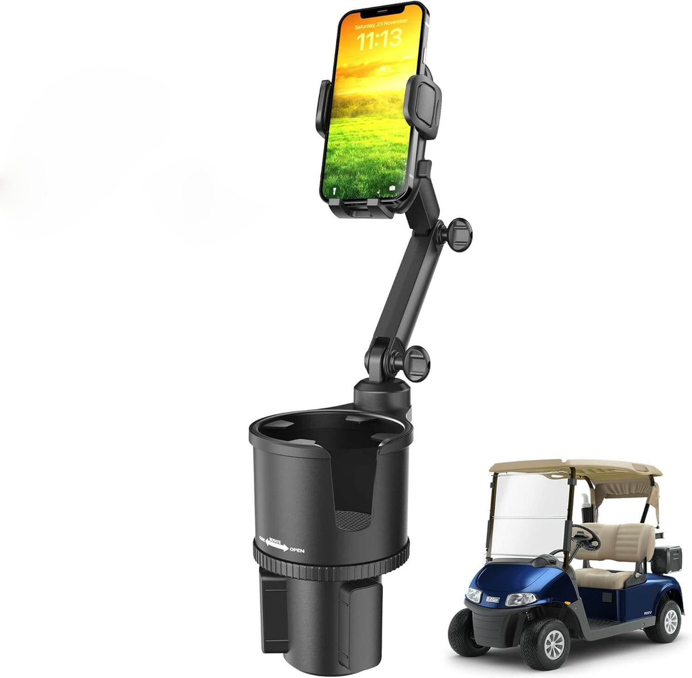 Updated ABS Golf Cart Cup Holder with Mobile Phone Holder Mo