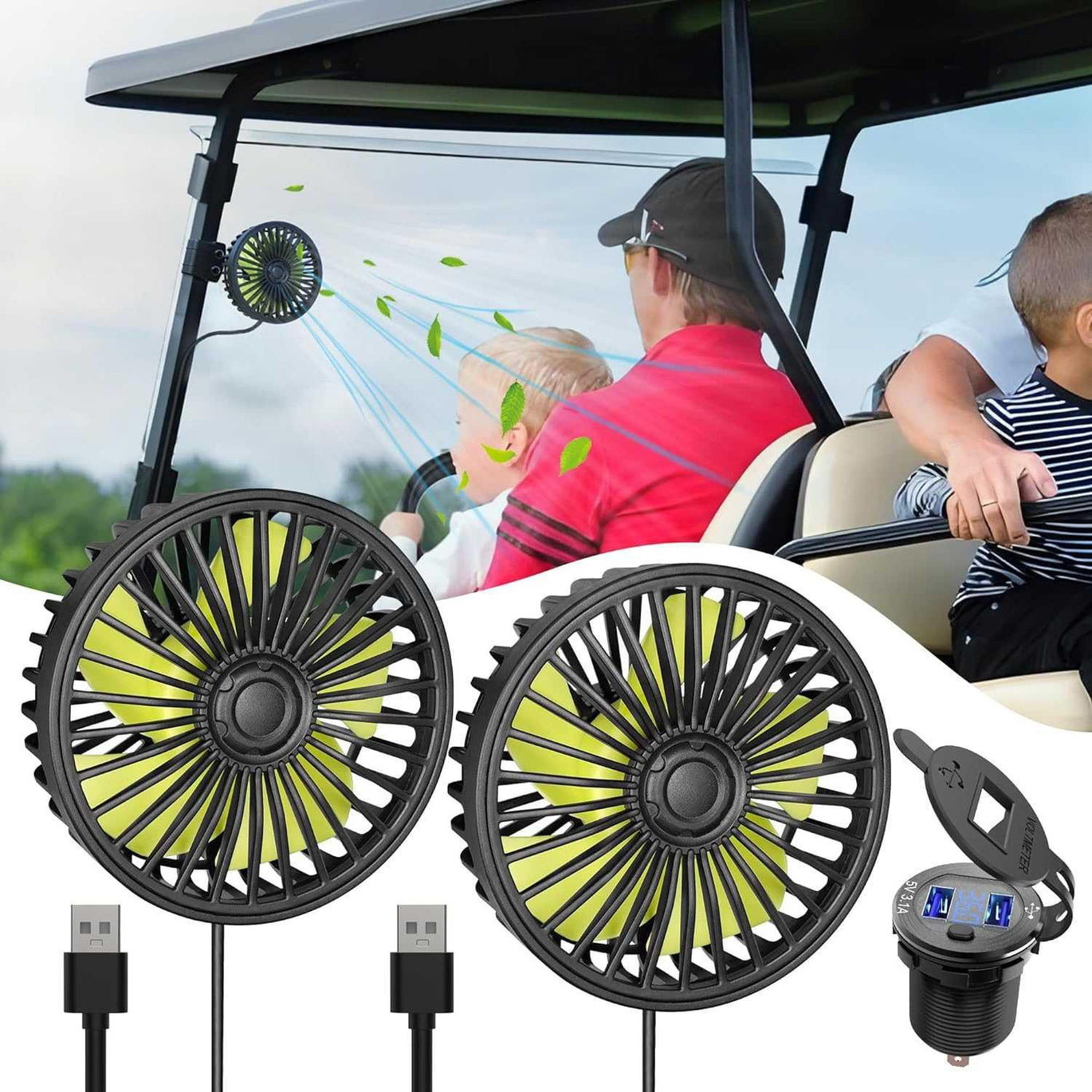 Magnetic Golf Cart Fan Rechargeable,10000mAh N54 Strong Magnet Portable Cooling 