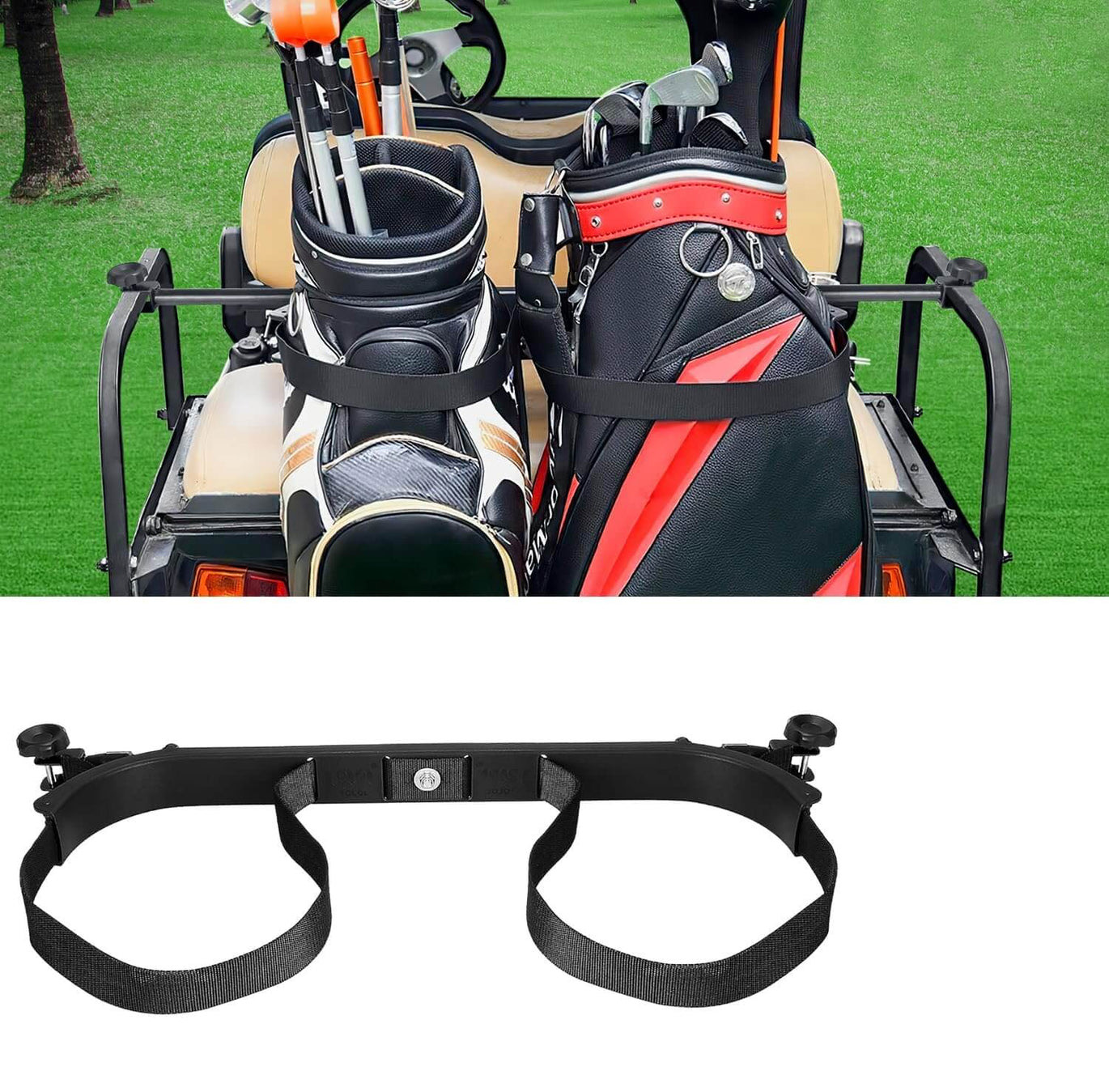 No Drilling Golf Cart Bag Holder, Universal Adjustable Rear Seat Bag Attachment 